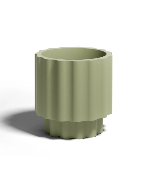 Nowoczesna donica Ribbo w oliwkowym kolorze